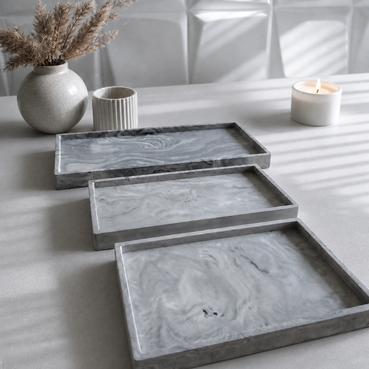Zestaw tac dekoracyjnych Moon Marble Trio